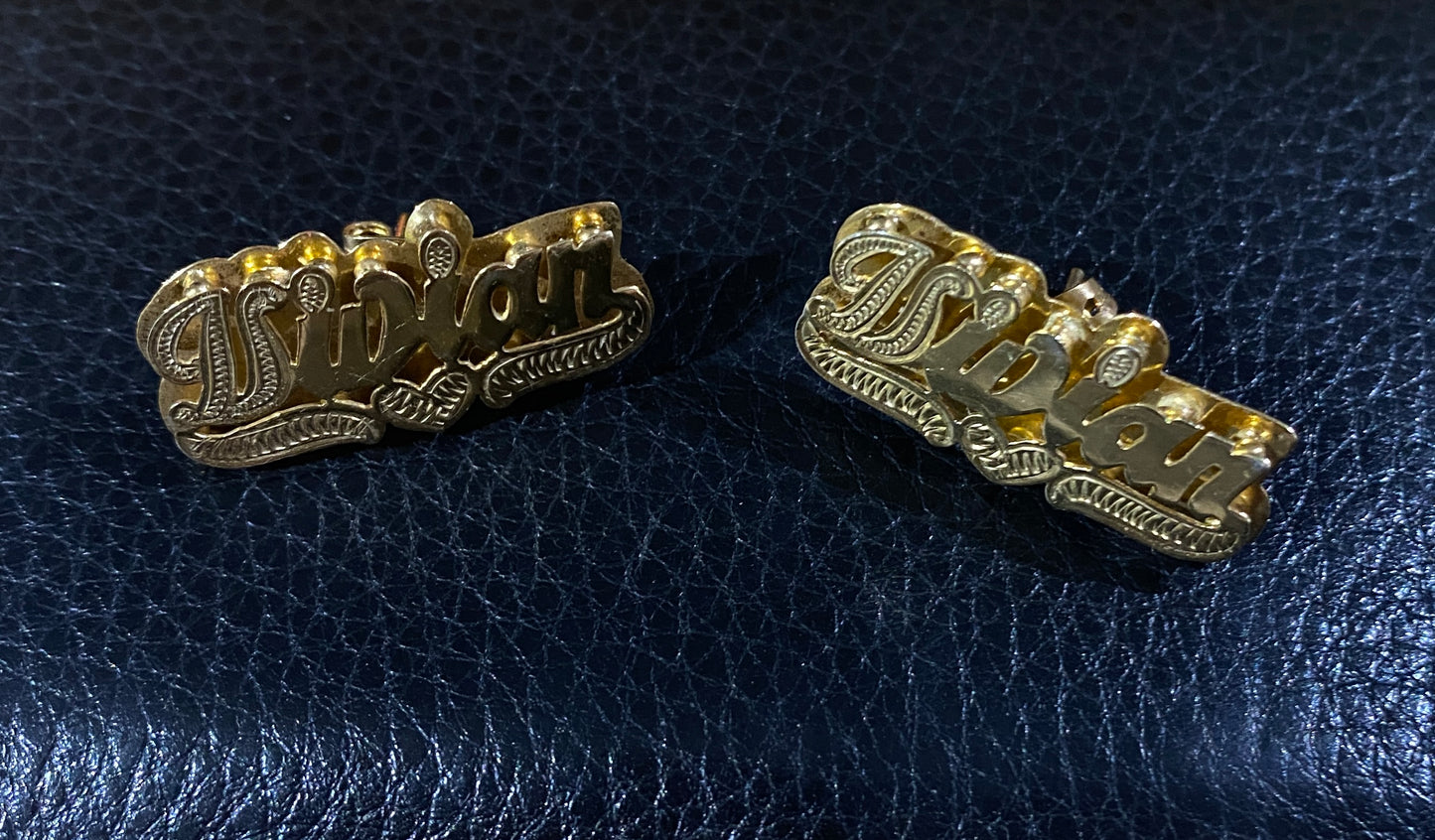 Double Nameplate Stud Earrings