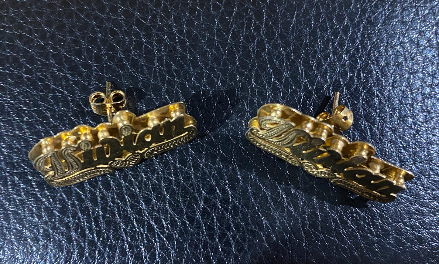 Double Nameplate Stud Earrings