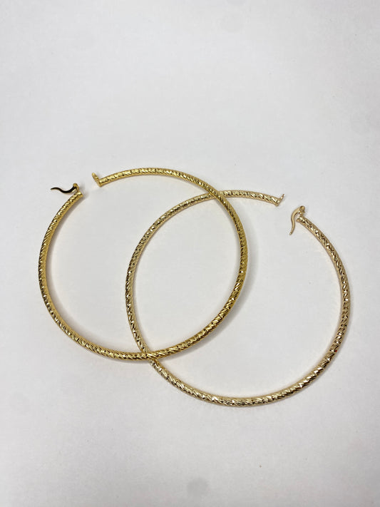 Diamond Cut X-large Hoop Earrings