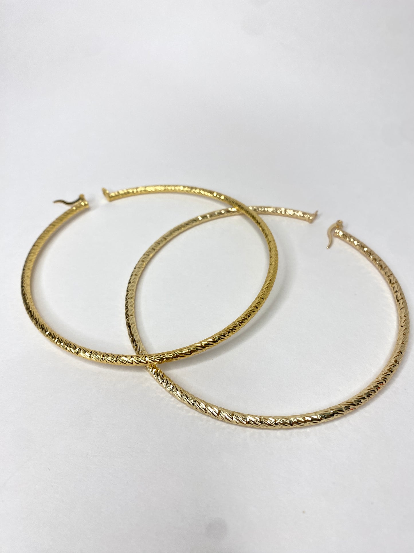 Diamond Cut X-large Hoop Earrings