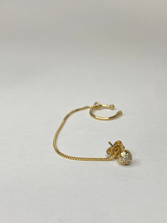 Mini Stud with ear cuff chain Earring