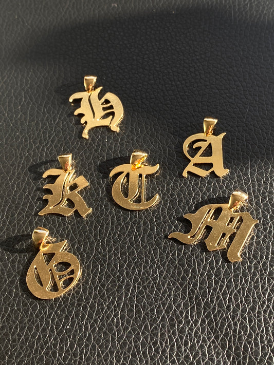 Old English Initials Necklace